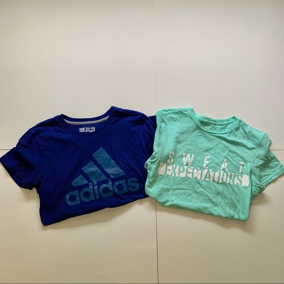 2 Adidas Blue and Green T-Shirts - Picture 2 of 11